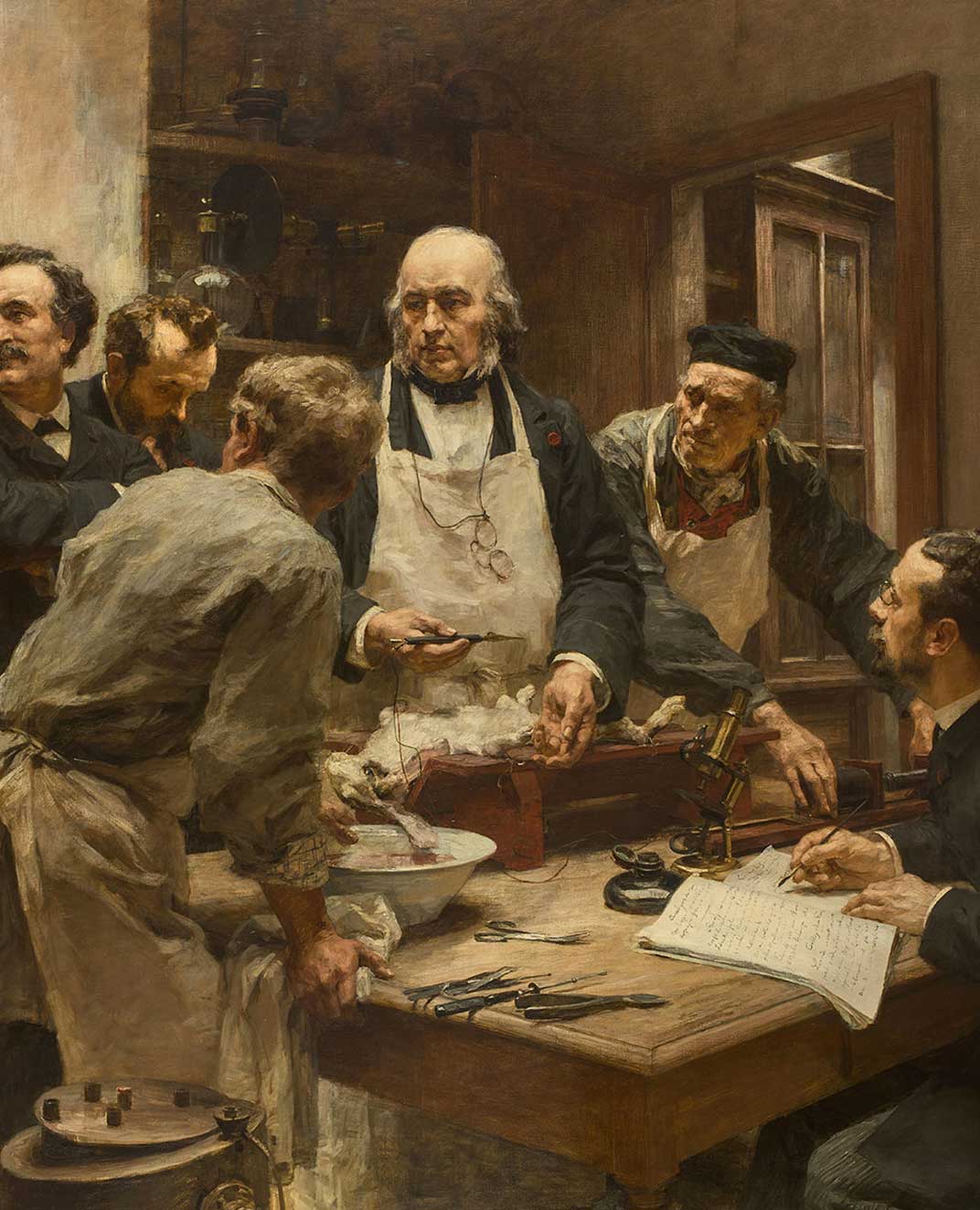 Leon Auguste Lhermitte, La lezione di Claude Bernard 1889, olio su tela Parigi, Academie de Medecine, Centre National des Arts Plastiques